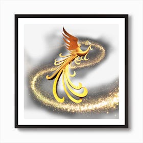 Golden Phoenix bird Art Print