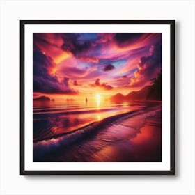 Sunset On The Beach 1 Art Print