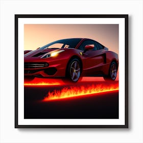 car over fire Art Print