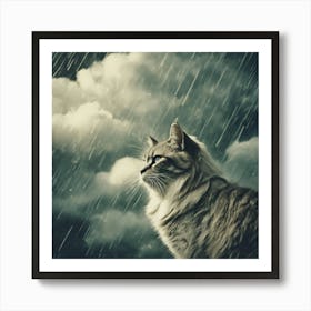 Cat In The Rain 1 Art Print