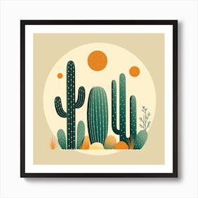 Rizwanakhan Simple Abstract Cactus Non Uniform Shapes Petrol 19 Art Print
