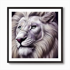 Beautiful White Lion Art Print