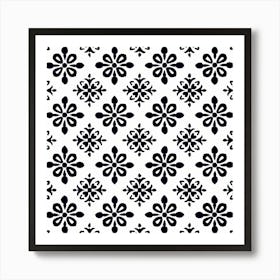 Black And White Floral Pattern Art Print