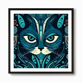 Psychedelic Cat Art Print