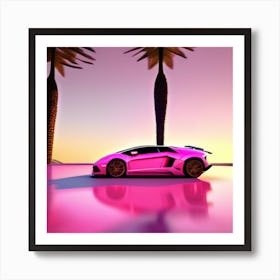 Pink Lamborghini Art Print