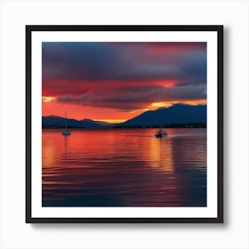 Sunset Over Lake Taupo Art Print