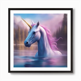 Unicorn In The Water 1 Art Print