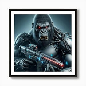 Ape With A Gun Art Print