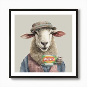 Watercolour Welsh Sheep Carys Art Print