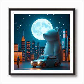 Teddy Bear At Night Art Print