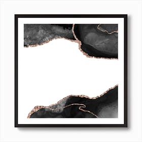 Black & Rose Gold Agate Texture 09 Art Print