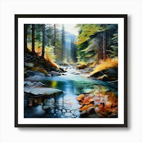 Watercolor Landscape Spiritual Abstraction Salmon Challis National Forest Art Print