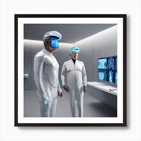 Two Men In Futuristic Suits Art Print