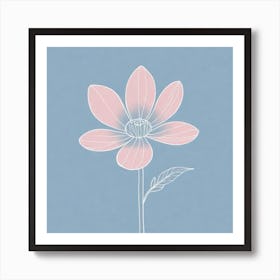 A White And Pink Flower In Minimalist Style Square Composition 555 Art Print