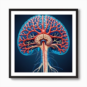 Human Brain With Blood Vessels 7 Art Print