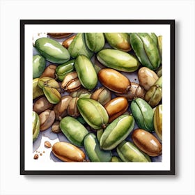 Watercolor Illustration Of Pistachios Art Print