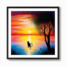 Sunset Cat 2 Art Print