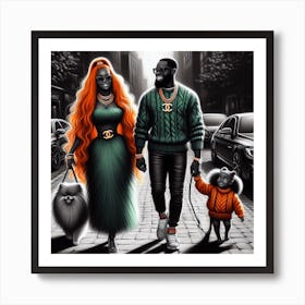 Couple Walking Down The Street Art Print