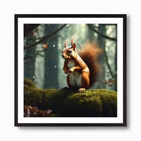 Red Squirrel In The Forest 30 Art Print