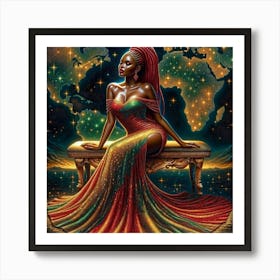 Woman In A Red Dress Art Print