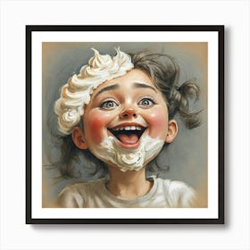 Little Girl With Whipped Cream Art Print