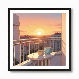 Balcony, Coffee, Sunrise 1 Art Print