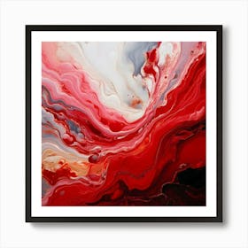 Firefly Abstract, Painting, 3d, Red, White, Clouds, Surreal, Artistic, Vibrant, Textured, Contempora (2) Art Print