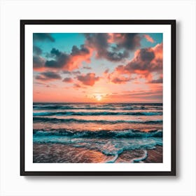 Sunset At The Beach Art Print