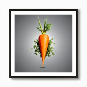 Carrot On A Gray Background 1 Art Print