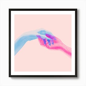 Two Hands Reaching For Each Other Art Print