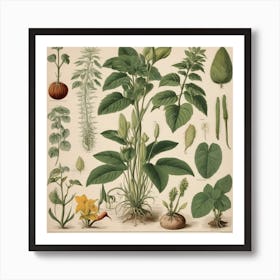 Botanical Illustration Of Plants Art Print