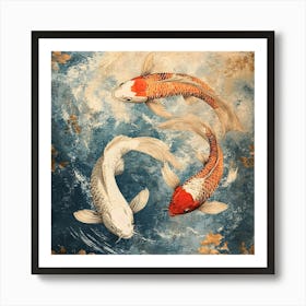 Koi Fish Ancient Tapestry 2 Art Print