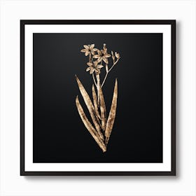 Gold Botanical Blackberry Lily on Wrought Iron Black Art Print
