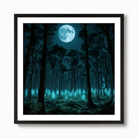 Full Moon In The Forest Art Print