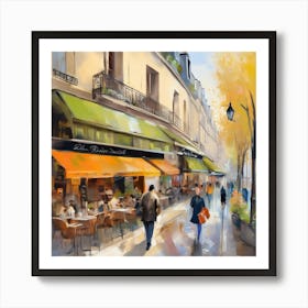 Paris Cafes.Cafe in Paris. spring season. Passersby. The beauty of the place. Oil colors.27 Art Print