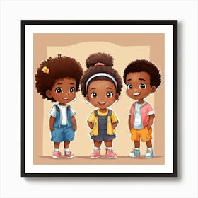 Group Of Four African American Kids (1) Art Print