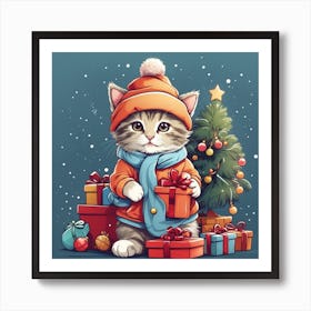 Christmas Kitten Art Print