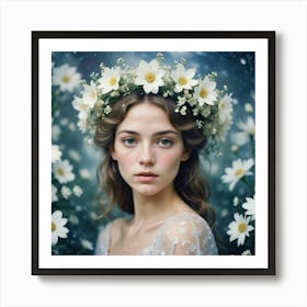 Fairytale Girl With Daisies Art Print