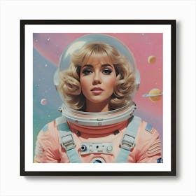 Retro Pastel Female Astronaut 6 Art Print