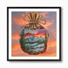 Bag Of Treasures Red Clouds At Sunset Snowcapp 2 Art Print