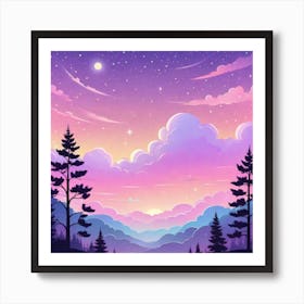 Sky With Twinkling Stars In Pastel Colors Square Composition 183 Art Print