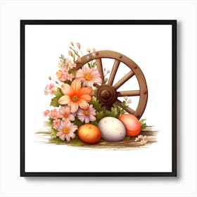 Easter Eggs And Flowers Art Print