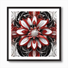 Red And White Abstract Flower Art Print