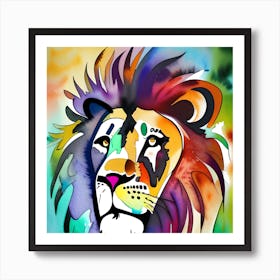 Watercolor Lion Art Print