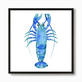 Blue Lobster Watercolor Illustration Art Print