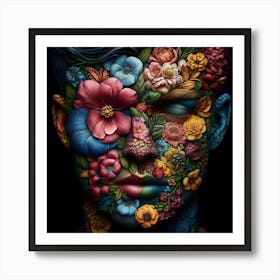 Flowers On The Face 1 Art Print