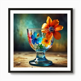 Colorful Flowers In A Glass Art Print