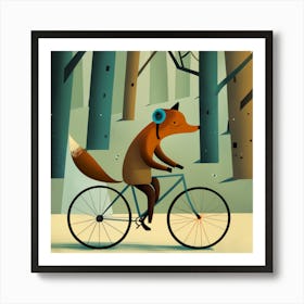 Fox On A Bike 2 Art Print