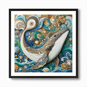 Whales in the style of Collage 1 Art Print
