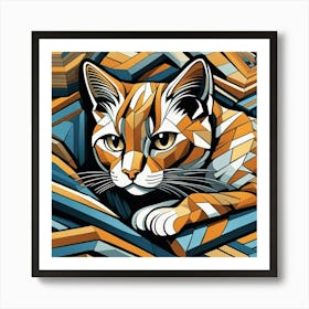 Geometric Cat Art Print